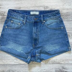 WOMENS HIGH WAIST BLUE DENIM SHORTS
